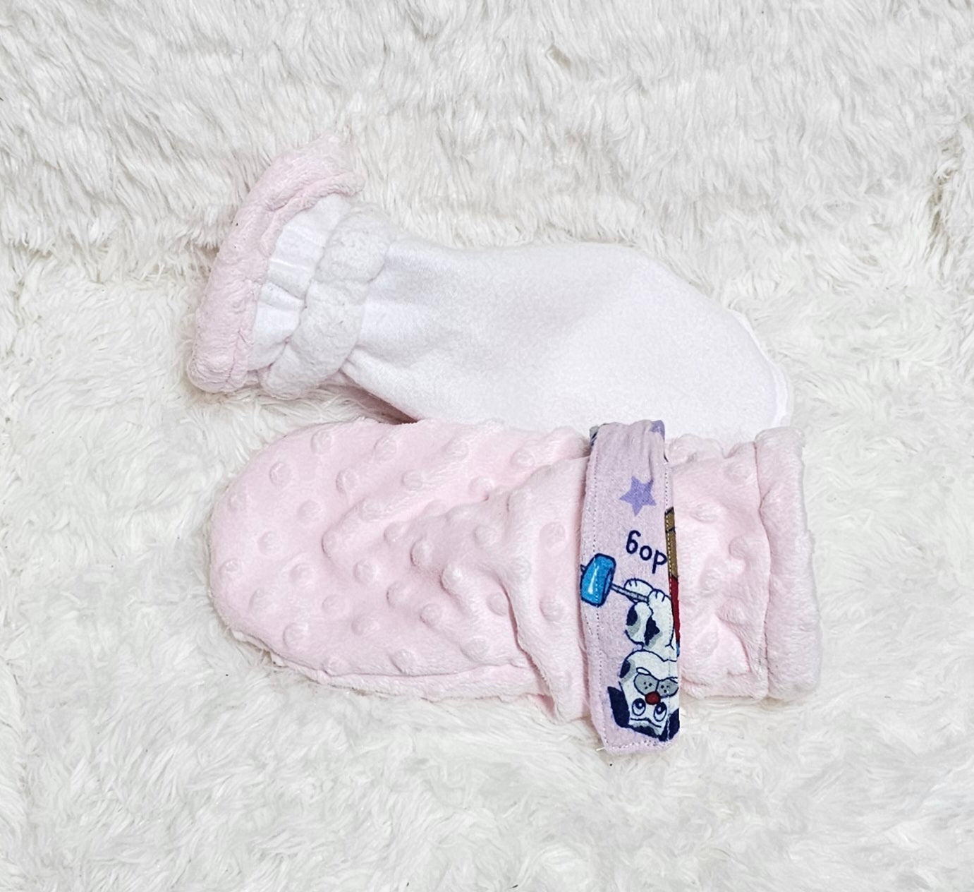 Pink Nappy Cover, Mittens & Pacifier Clip Set