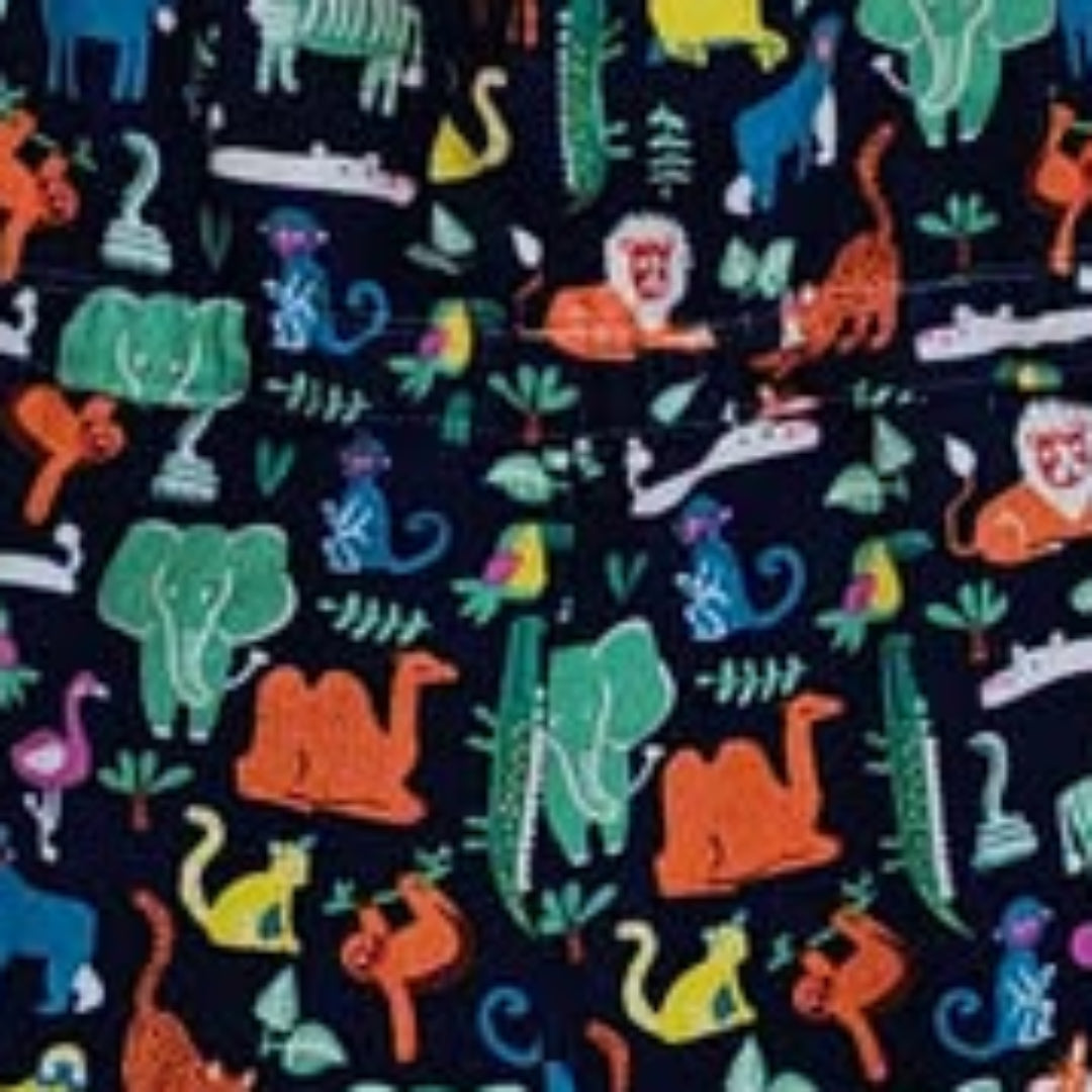 Blue Short Overalls with Animal Pattern