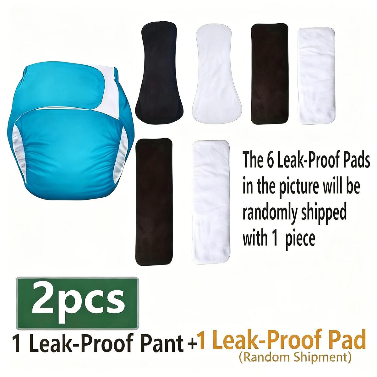 2Pcs Leakproof Adult Incontinence Pants Set 1 Pants+1 Replaceable Pad Breathable Adjustable Waist Washable