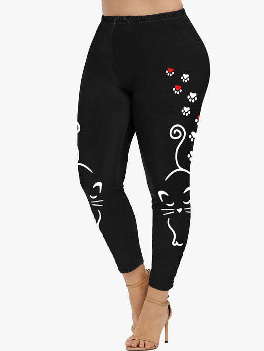 Cute Cartoon Cat Footprints Leggings