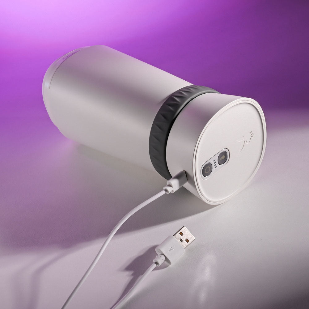 APRIL SPECIAL -Playboy Pleasure TWIST & STROKE - White USB Rechargeable Heating Stroker with UV Cleaning