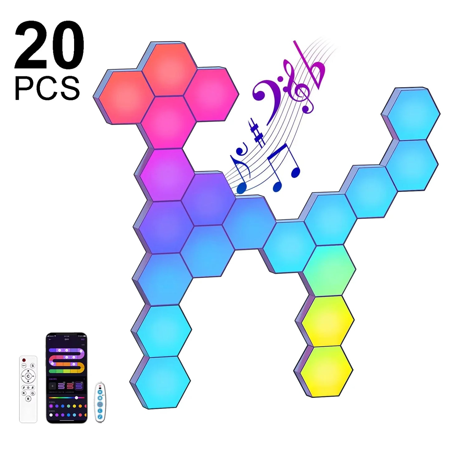 8/12/20 PCS Smart Hexagon Wall Light Colour Changing Ambient Hexagonal Lights
