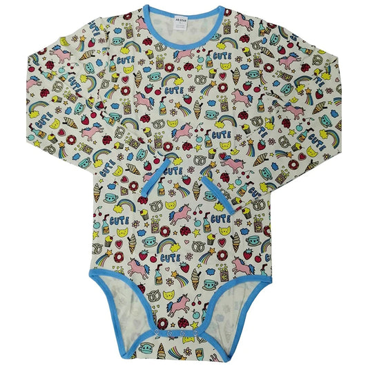 ABDL Rainbow Printing bodysuit Pure Cotton Long Sleeve Romper With Snaps