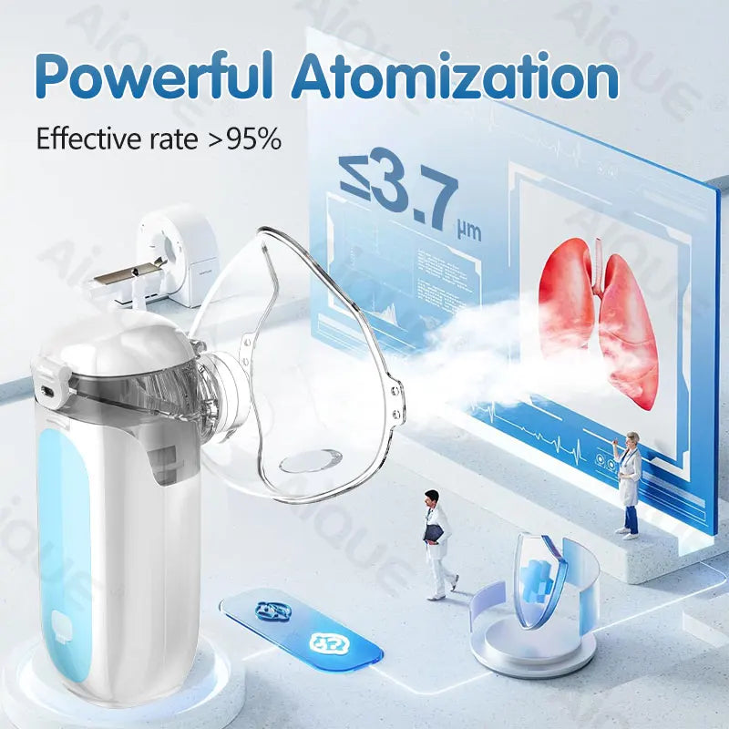 AiQUE Silent 3.7μm Mini Portable Nebulizer Shipping Free Medical Ultrasound Breathing Inhaler Runny Nose Mobile Steam Device