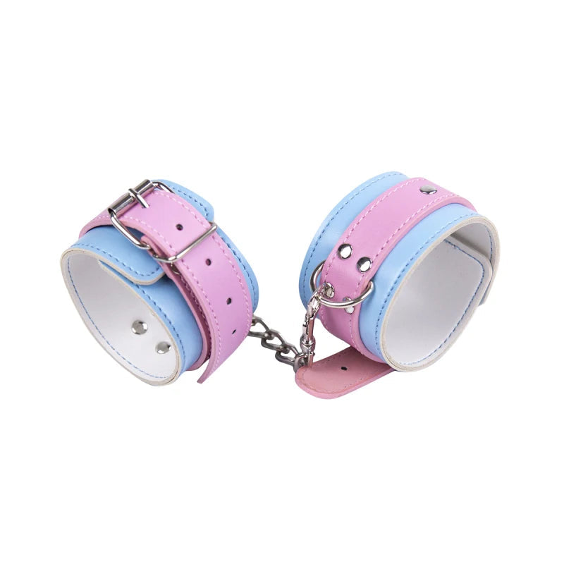 Adjustable PU Leather Collar, Hand cuffs and Ankle Cuffs Bondage Set