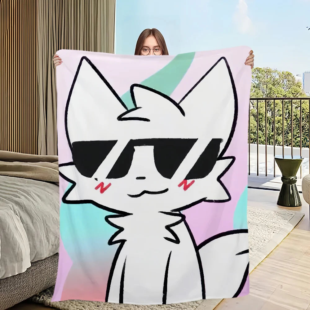 Cute Boykisser Silly Cat Soft Comfortable Plush Blanket