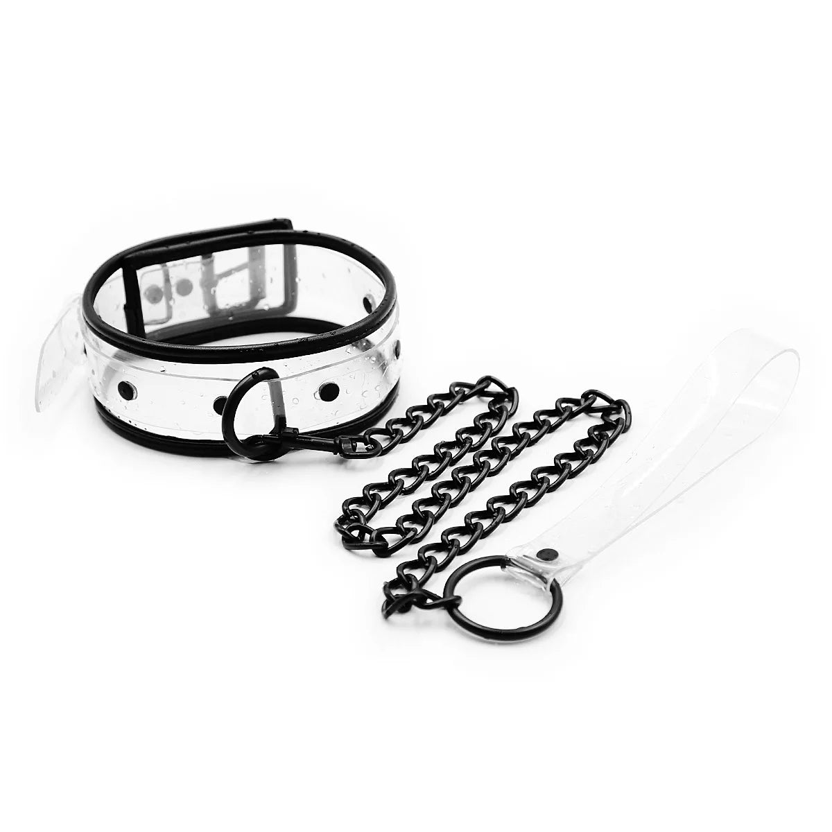 Transparent PVC Adjustable Handcuffs Ankle Cuffs Collar Bdsm Bondage Restraints Set