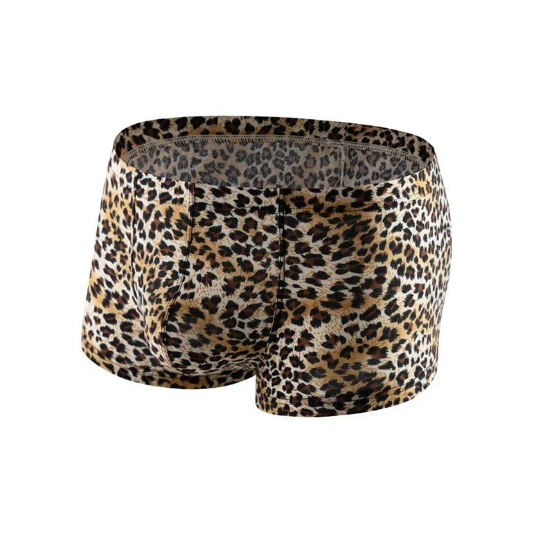 Men's Leopard Pattern Low Waist Soft Boxershorts