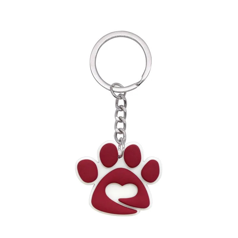1-21Pcs Lovely Dog Paw PVC Keychain Backpack Charm Pendant