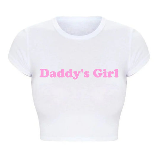 Daddy's Girl Printed Cropped Top Kawaii Grunge Baby Tee