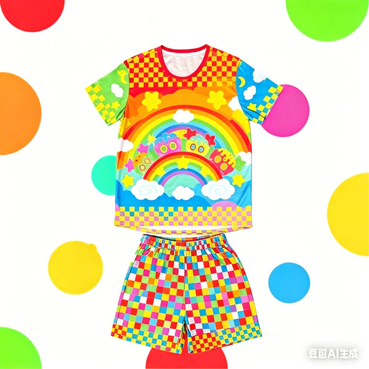 Adult Unisex Cake 3D Print Set Harajuku Style Short Sleeve and Shorts Two-Piece Set