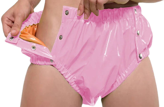 Shiny PVC Leather Double Layer Splicing Panties Sissy Cosplay Fetish