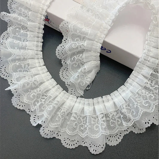 2/5/10Yards Three Layer White Lace Fabric