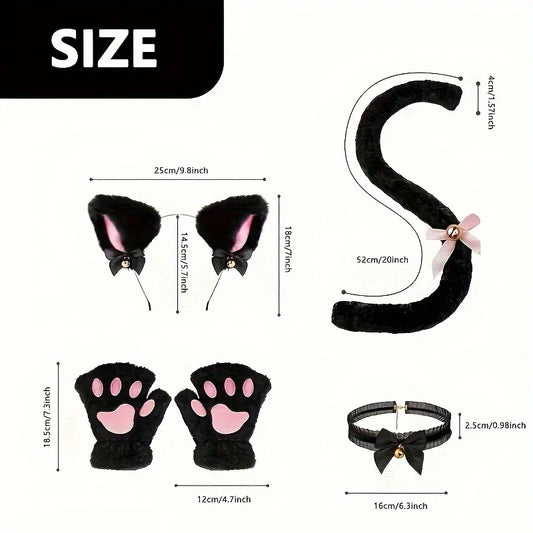 5Pcs Set Cat Paw Gloves Open Finger Gloves
