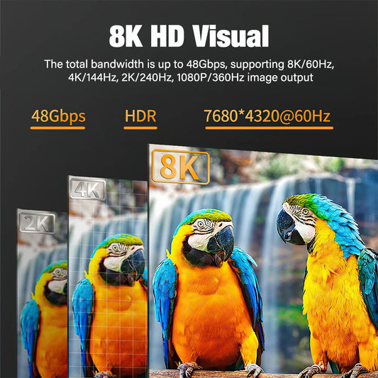 UHD 8K HDMI 2.1 Cable 48Gbps High Speed 4K@120Hz 8K@60Hz Long Wire 2m 3m 5m 8m 10m