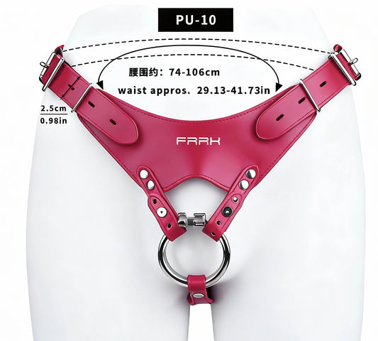 PU Leather Chastity Belt For Metal Cage Harness Belt