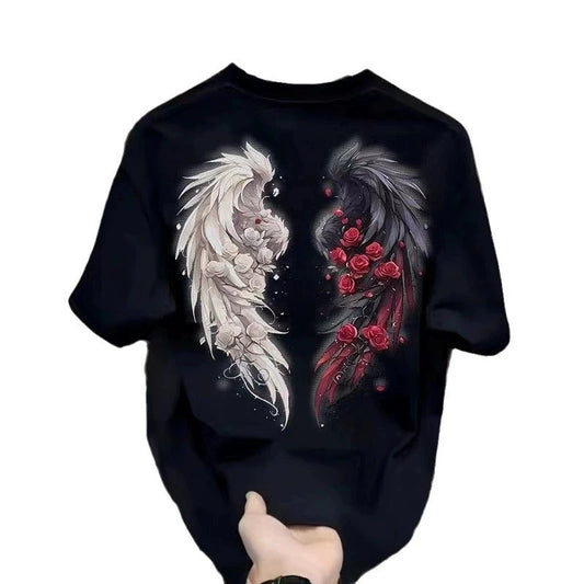 Men's Cotton Print T-shirts Black Up To Size 5XL