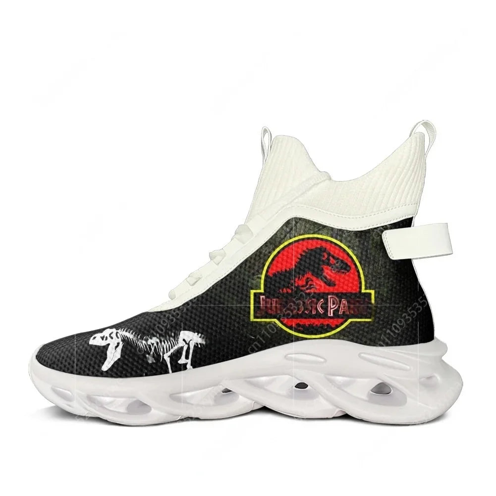 Hot Jurassic Park Dinosaur High Top Flats Sneakers Men Women Hiking Sneakers Travel Mountaineering Shoes Running Shoes