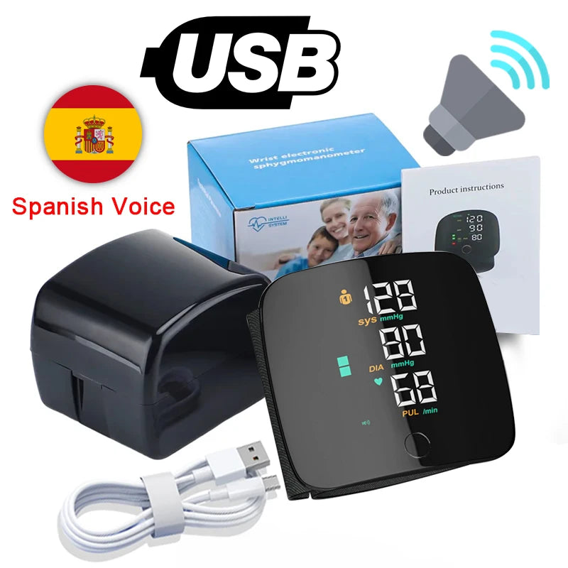 LED Wrist Blood Pressure Monitor Rechargeable