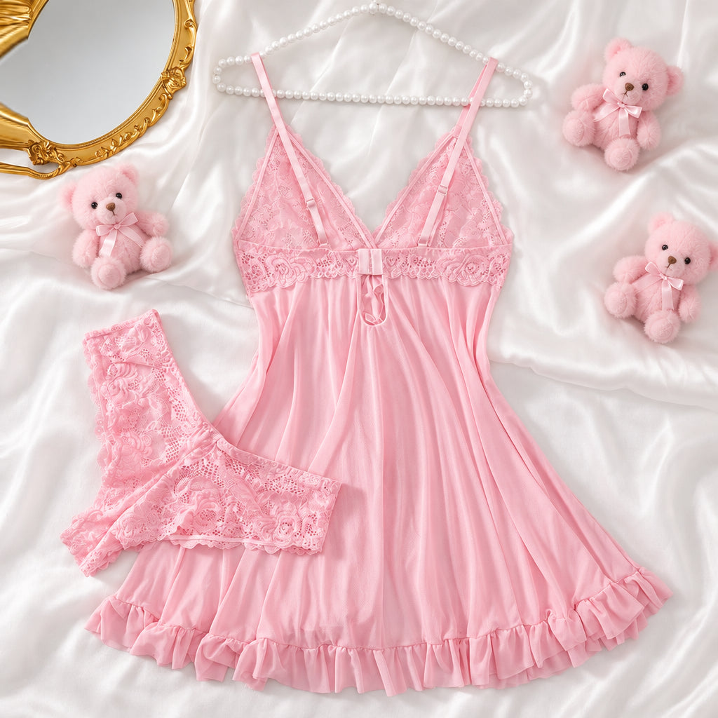 Suspender Suit Lingerie Nightgown Lace Thong Sets