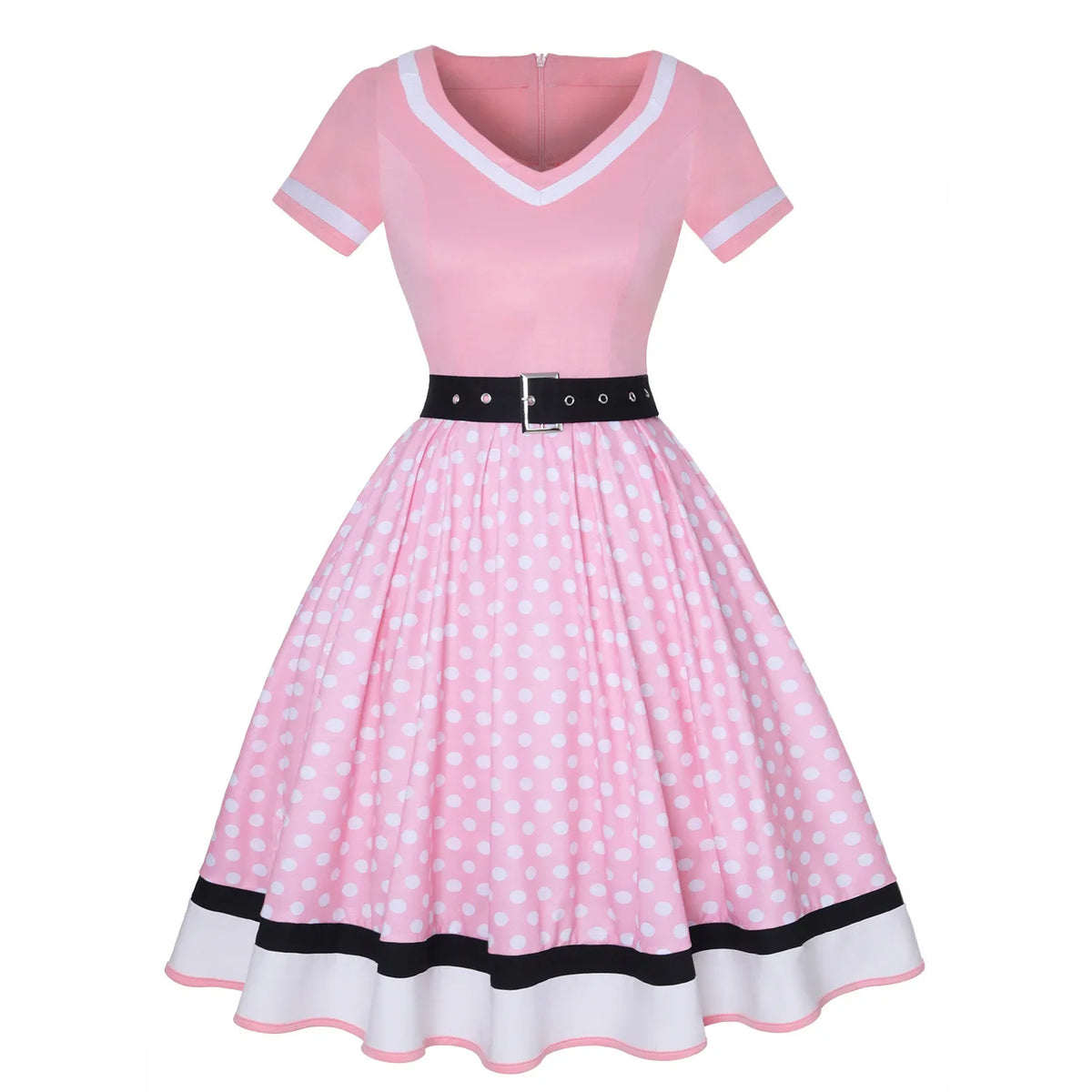 Vintage 50s 60s Mummy Vintage Party Dress With Belt Polka Dot Print Short Sleeve Hepburn Robe Pin Up Rockabilly Dresses