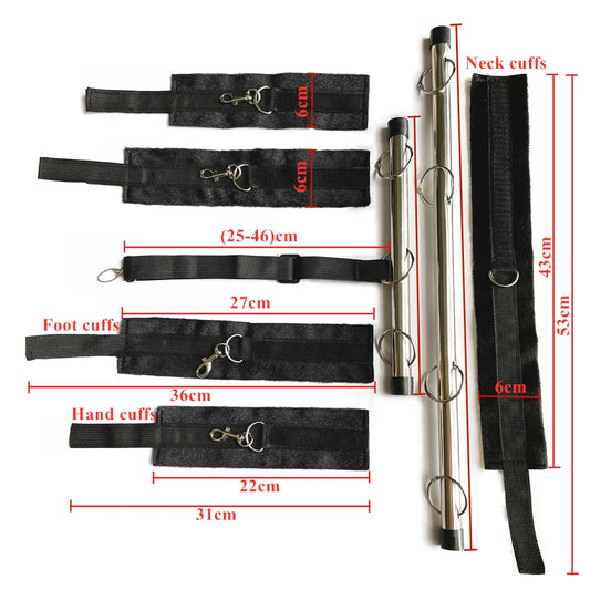 BDSM Bondage Kit Spreader Bar Handcuffs Ankle Cuffs Fetish Restraints Set Sex Toys for Couples