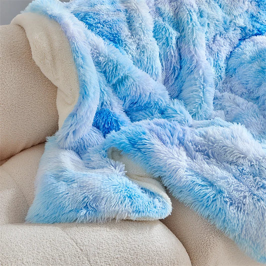 Fluffy Fuzzy Faux Fur Throw Blanket for Couch Sofa Bedroom Blanket Lightweight Thermal Blanket Warm Blankets for Winter
