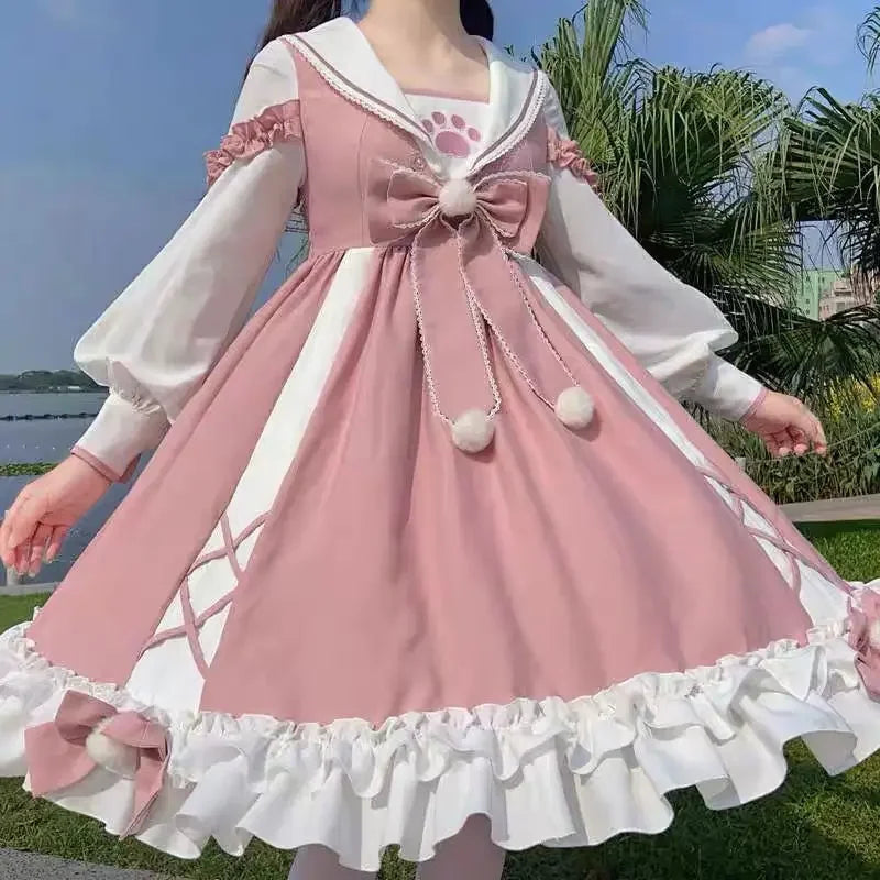 Plus Size Kawaii Dress Long Sleeve Ball Gown