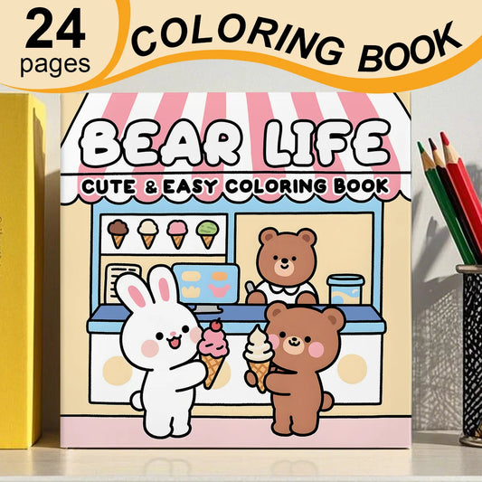BEAR LIFE Cute & Easy Colouring Book