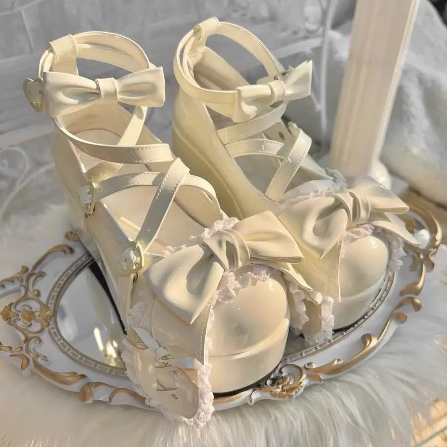 womens Lovely Cute Butterfly-knot Platform Shoes