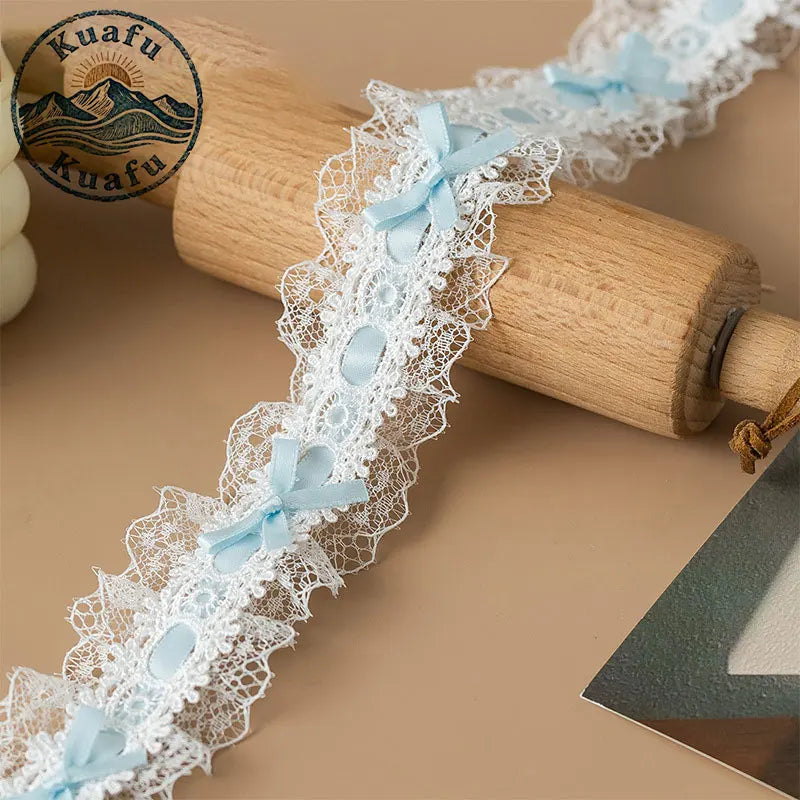 1 Yard Lace Trim Pleated Fabric Ruffle Ribbon Edge