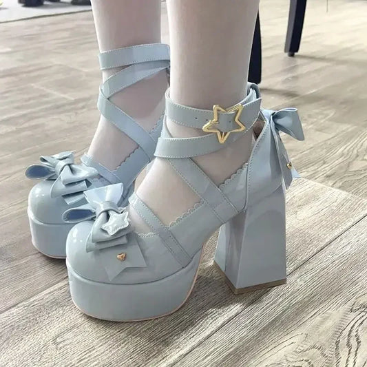 Women High Heels Shoes Chunky Sandals Mary Janes
