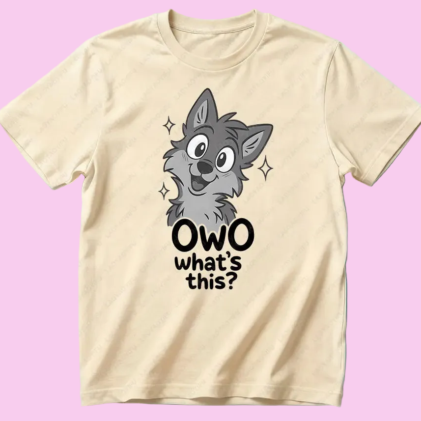 "OwO What's This ?" Cute Unisex Furry Wolf Printed Tshirt