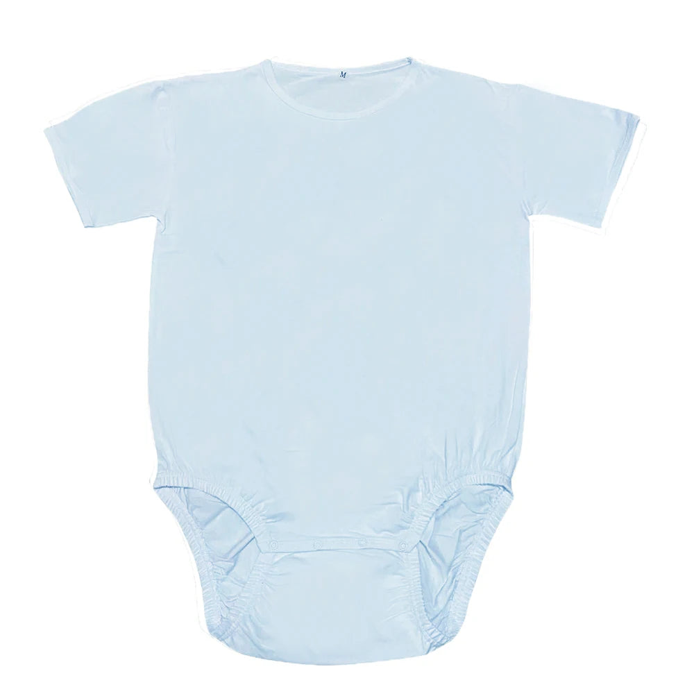 Classic Solid Pink, Blue, White or Black ABDL Adult Romper Snap Crotch