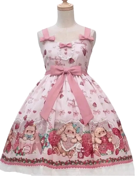 Falling Rabbit Berry Lolita Pink Cute SJK Dress Lolita Big Skirt Girls Birthday Show Cake Dress birthday dress for women