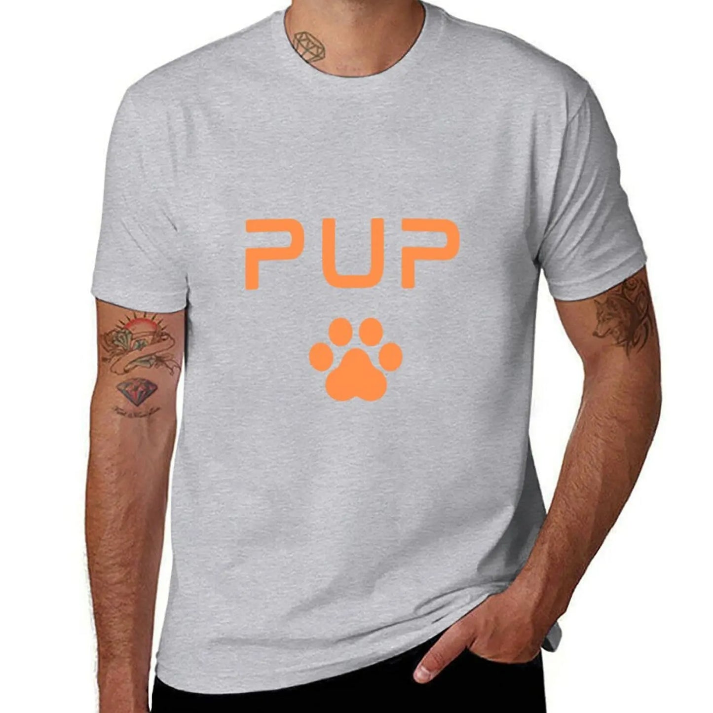 PUP Paw Print - Orange T-Shirt oversized mens cotton t shirts