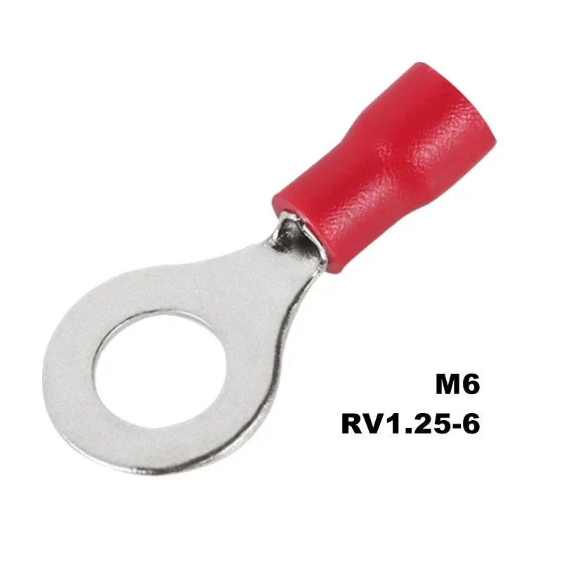 10/50/100Pcs Insulated Ring Terminal Crimp Connector Ring Cable Wire Connectors Cord Pin End Butt Terminals RV1.25 RV2 RV5.5