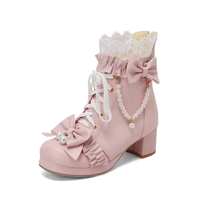 Larger Sized Ankle Short Boots Thick Mid Heels