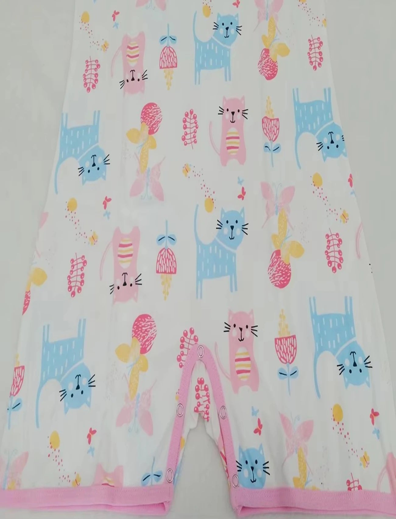 Pink Cat Bodysuit with Short Leg for Adults Onesie ABDL Clothes