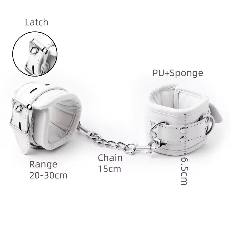 Sponge Metal Chain Handcuffs Ankle Cuff Collar Bondage Toy Kit