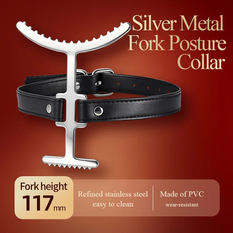 Metal Neck Bound Collar, Neck restriction toys, BDSM Bondage Gear