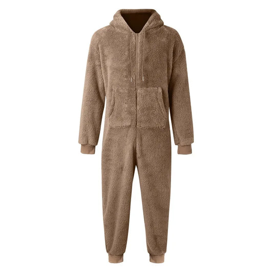 Zipper Warm Plush Jumpsuit Onesie Adult Sleepwear