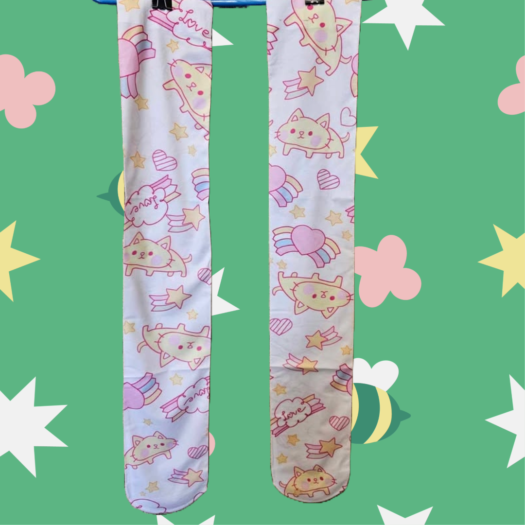 Cartoon Cat Over the Knee Socks Adult Sized! 🐾✨