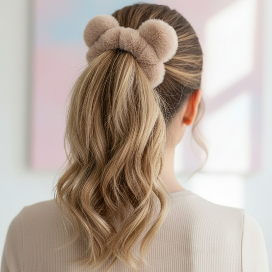 Rabbit Ears hair tie in Light Brown for pony tail