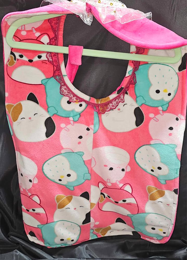 Bright Pink Velvet Adult Bib