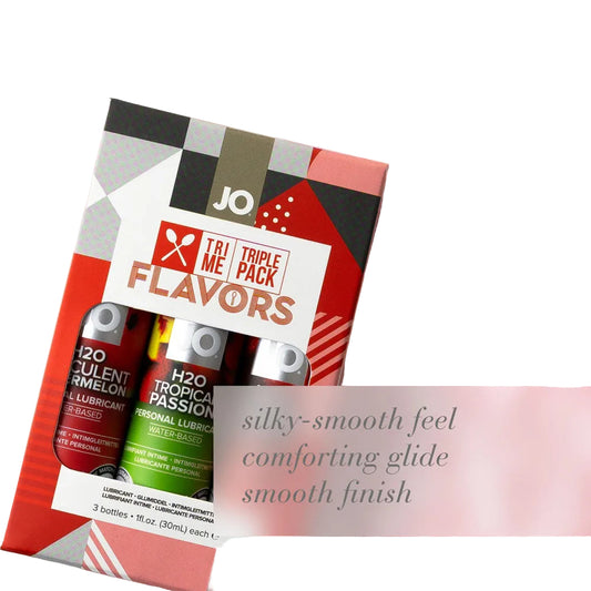 Triple pack of H2O personal lubricants with a pink textured background