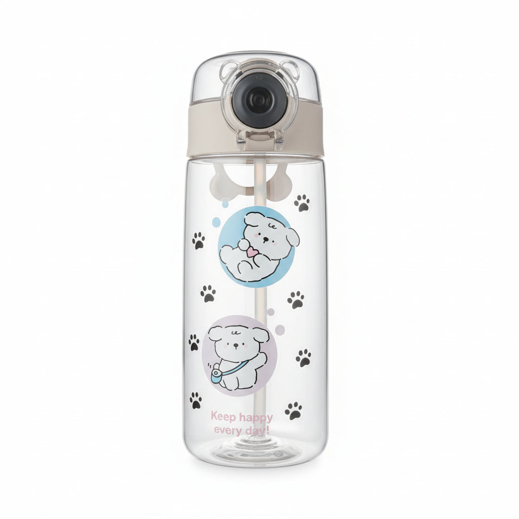 500ml Siipy bottle with Ivory and Clear lid with white bears