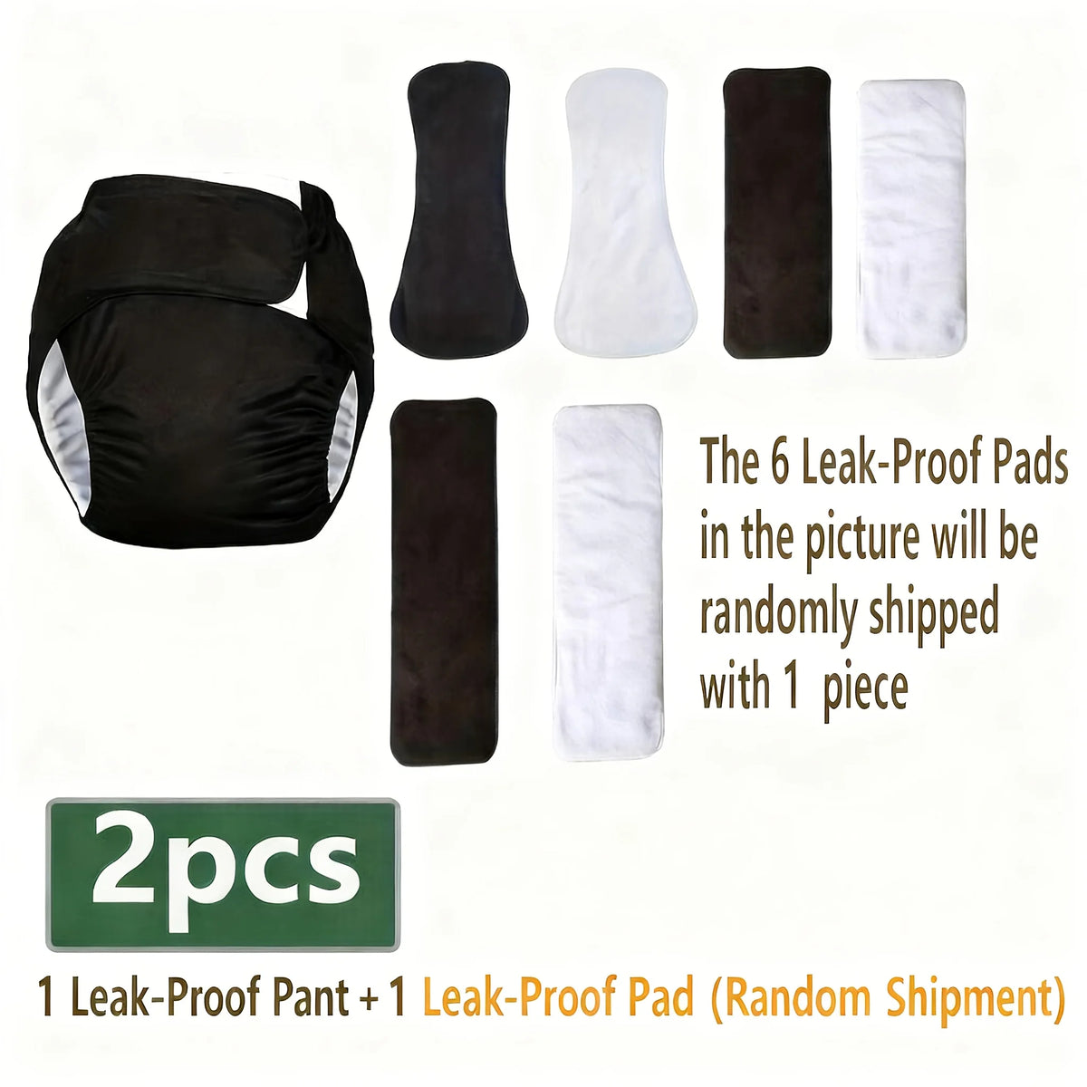 2Pcs Leakproof Adult Incontinence Pants Set 1 Pants+1 Replaceable Pad Breathable Adjustable Waist Washable