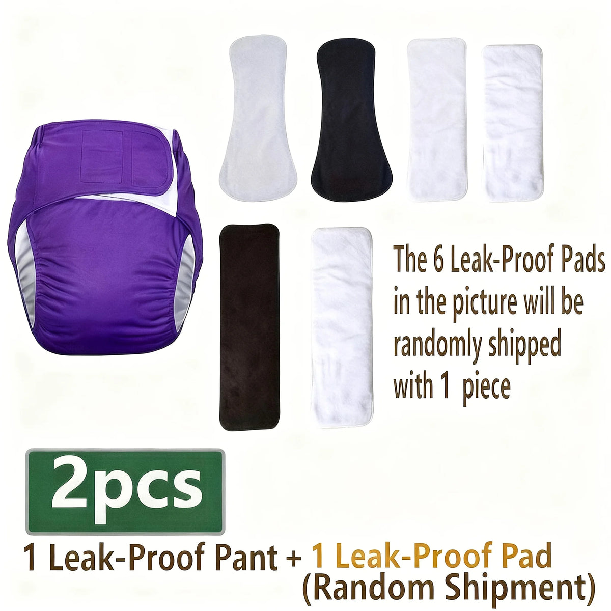 2Pcs Leakproof Adult Incontinence Pants Set 1 Pants+1 Replaceable Pad Breathable Adjustable Waist Washable