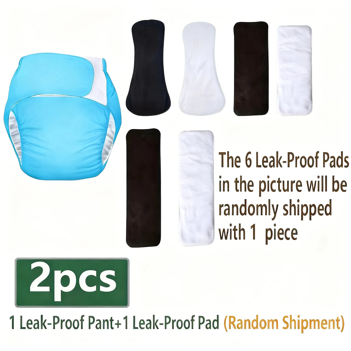 2Pcs Leakproof Adult Incontinence Pants Set 1 Pants+1 Replaceable Pad Breathable Adjustable Waist Washable